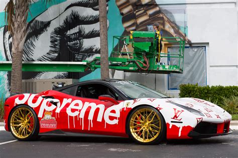 Supreme x Louis Vuitton Custom Wrapped Ferrari 488 GTB